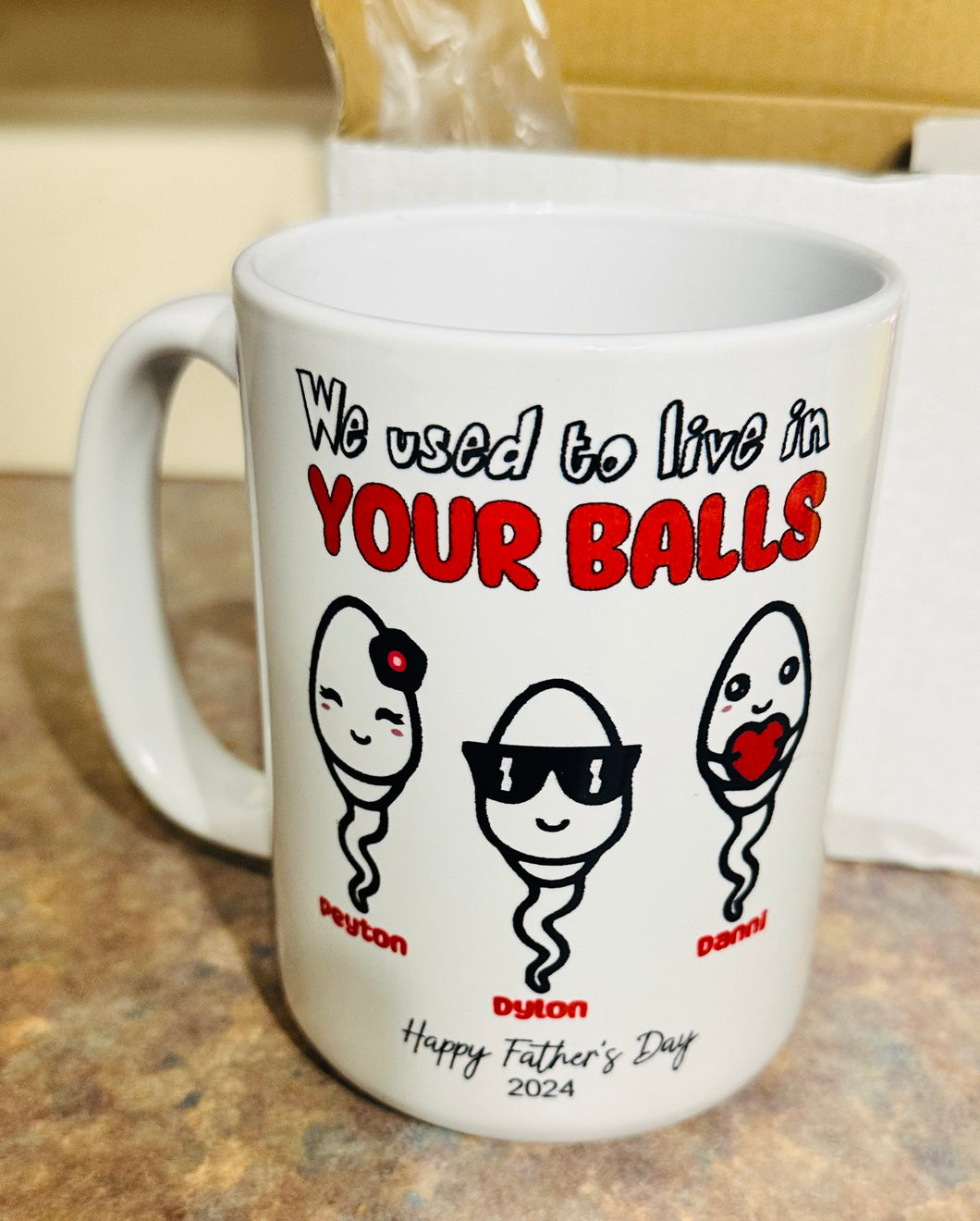 We used to live in your balls mug