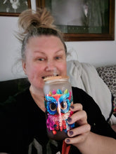 Owl Frosted Glass Tumbler with Bamboo Lid