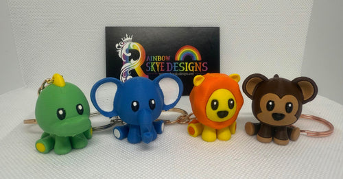 3D Miniature  Animal Keychain set