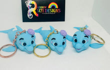 3D Blue Dolphin rose keychain