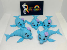 3D Blue Dolphin rose keychain