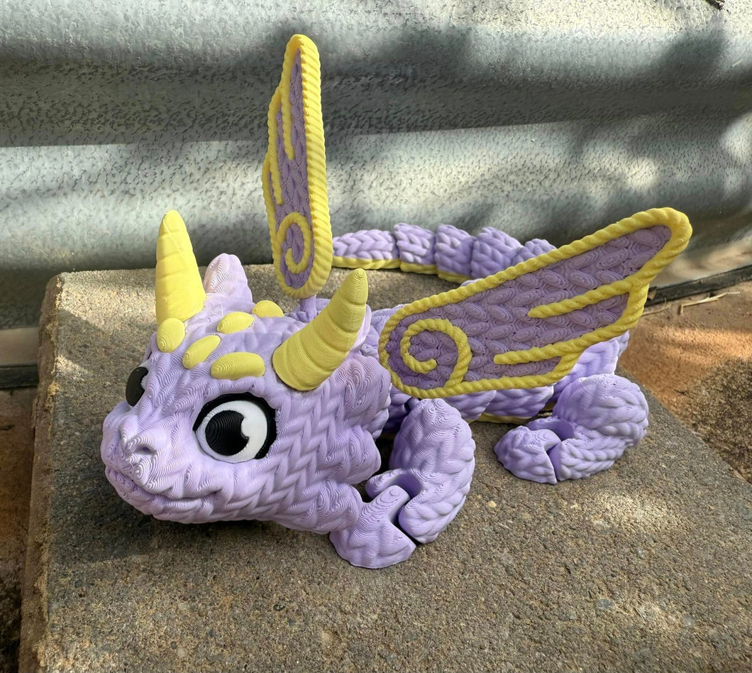 3D purple dragon with wings