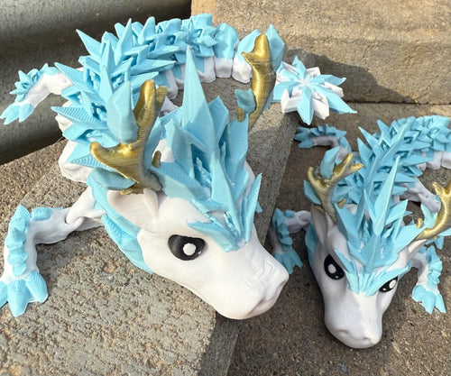 Blue Winter Dragon 3D printed 20cms Long