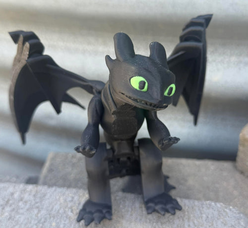 Toothless and Light Fury, Articulated, 3D printed, How to Train Your Dragon