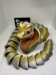 Cobra Gold/Silver Snake-Articulated 3D toy, fidget