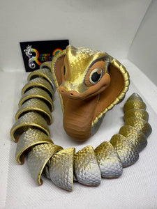 Cobra Gold/Silver Snake-Articulated 3D toy, fidget