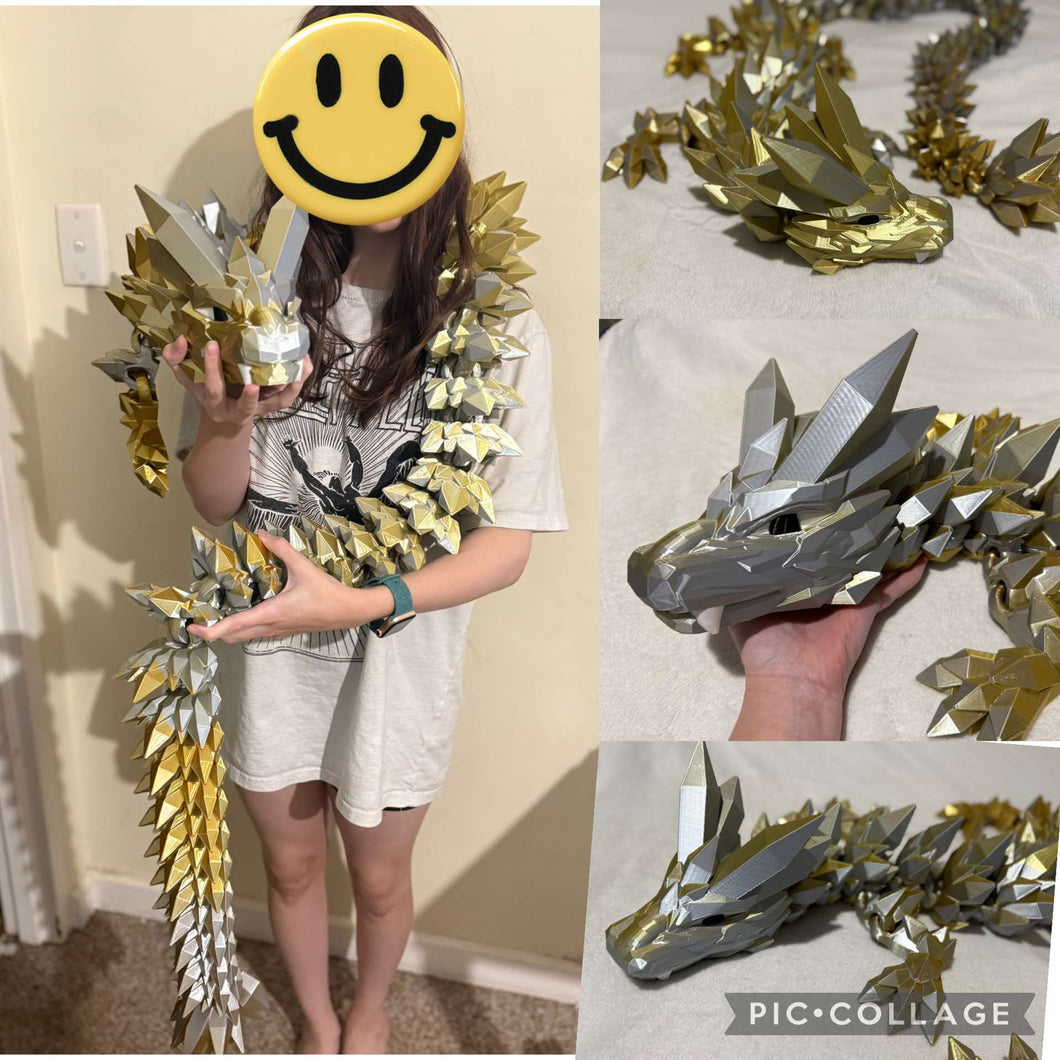 Mega Crystal 6Ft Dragon -Huge- Articulated 3D Print 300% *LIMITED EDITION*