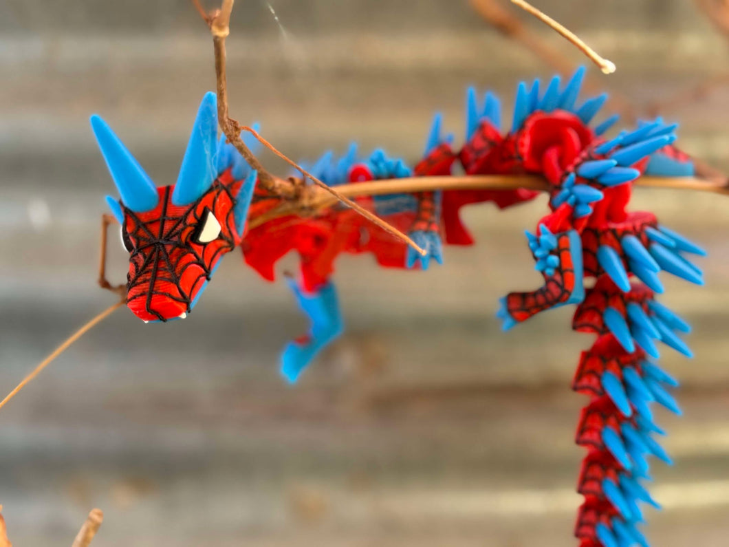 Spiderman Inspired Dragon 3D Printed Articulated Dragon 35cms long