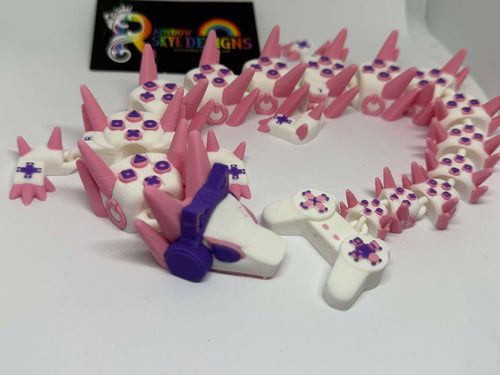 3D Printed Gamer Girl Dragon – PlayStation-Inspired 36cm long