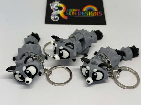 3D Racoon/ Keychain – Rainbow Skye Designs
