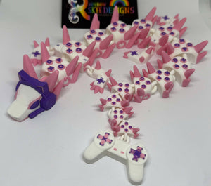 3D Printed Gamer Girl Dragon – PlayStation-Inspired 36cm long