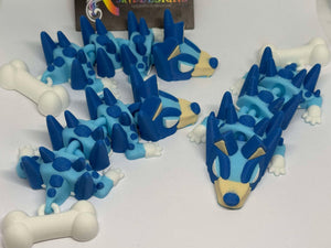3D Printed Bluey Dog with Bone Dragon –
