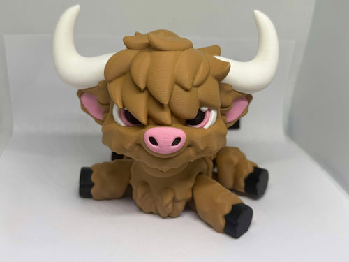 3D Printed Cow and Highland Calf Figures