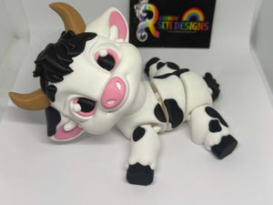 3D Printed Cow and Highland Calf Figures
