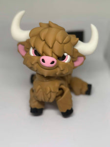 3D Printed Cow and Highland Calf Figures