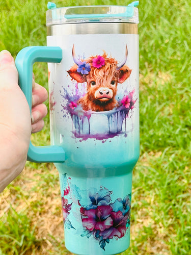 40oz tumbler highland print