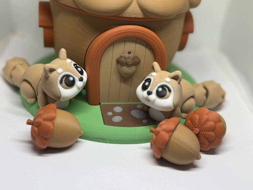 Acorn Cottage with Squirrels & Acorns – 3D Printed Playset