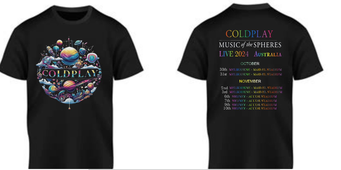 Coldplay t-shirt – Rainbow Skye Designs