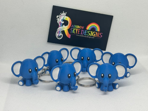 3D blue elephant keychain