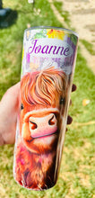 Highland cow purple wood 20oz tumbler