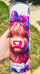 Highland cow  flowers 20oz tumbler