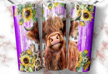 Highland cow purple wood 20oz tumbler