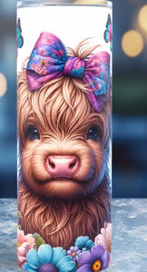 Highland cow  flowers 20oz tumbler