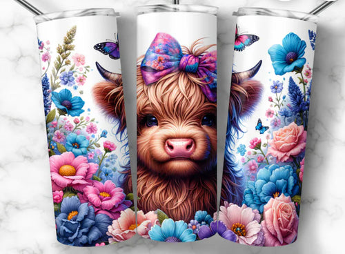 Highland cow  flowers 20oz tumbler