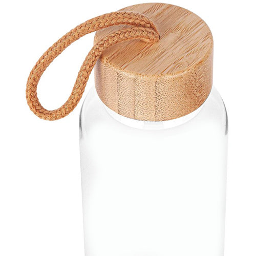 Frosted Glass Drink Water Bottle 700ml with Bamboo Lid