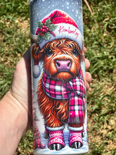 Pink Highland cow xmas  20oz tumbler