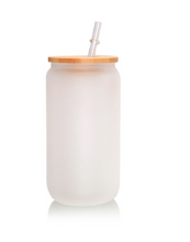Deer Frosted Glass Tumbler with Bamboo Lid