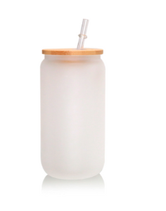Deer Frosted Glass Tumbler with Bamboo Lid