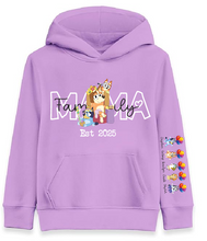 Mama Bluey with Kids Names Hoodie