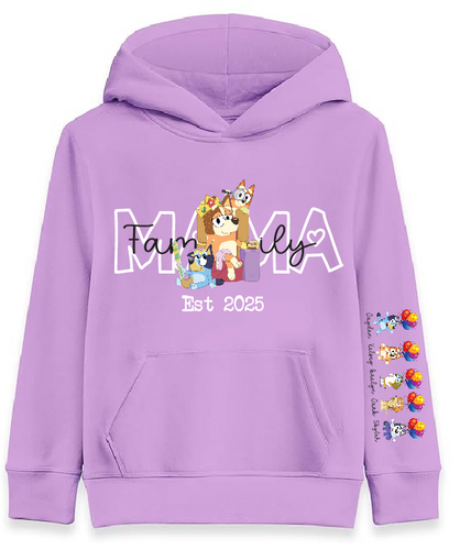 Mama Bluey with Kids Names Hoodie