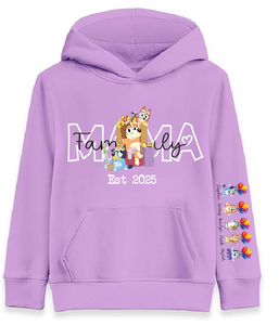 Mama Bluey with Kids Names Hoodie