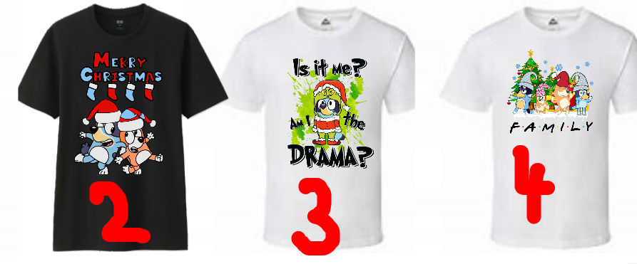 Bluey Xmas Tshirts