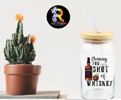 Chasing you like a shot Frosted Glass Tumbler with Bamboo Lid