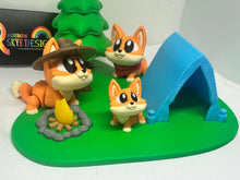 Fox Family Camping Adventure Diorama- 3D printed