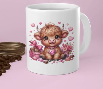 Valentine's day Highland Cow Coffee Mugs