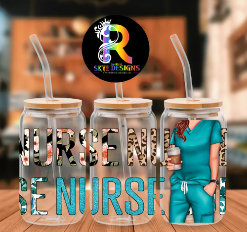 Nurse Frosted Glass Tumbler with Bamboo Lid