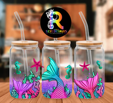 Mermaid tail  Frosted Glass Tumbler with Bamboo Lid