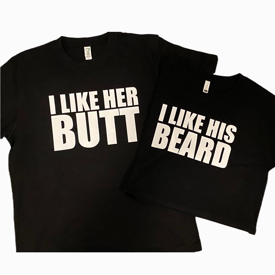 i like her butt, i like his beard tshirt set