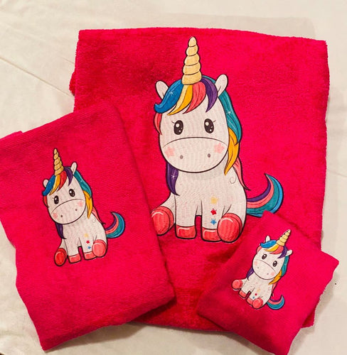 Rainbow unicorn Towel Set