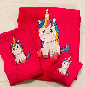 Rainbow unicorn Towel Set