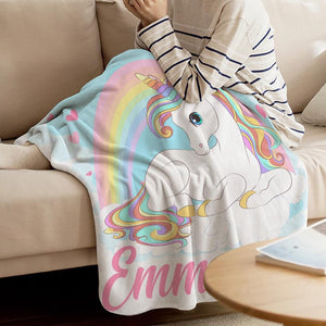Unicorn custom Rainbow  Blanket