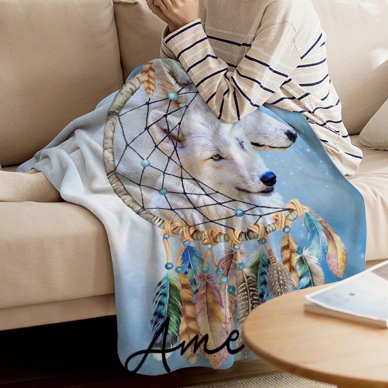 Wolf Dreamcatcher Custom Blanket – Rainbow Skye Designs