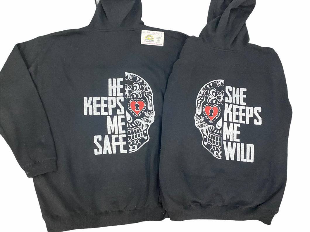 Skull she keeps me safe/wild hoody set