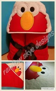 Blue and Red Monster Hooded Towel