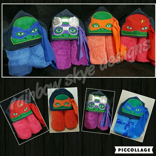 3D Coloured Turtles Hooded Towel