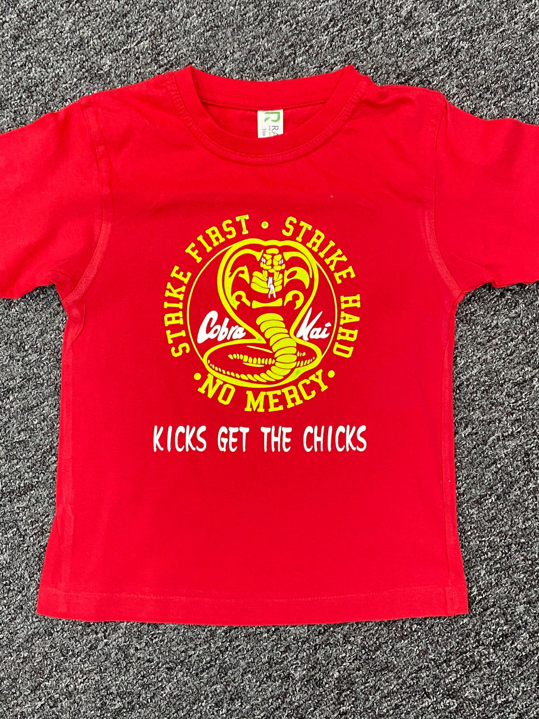 Cobra Kai Kicks Get the Chics Kids Tshirt